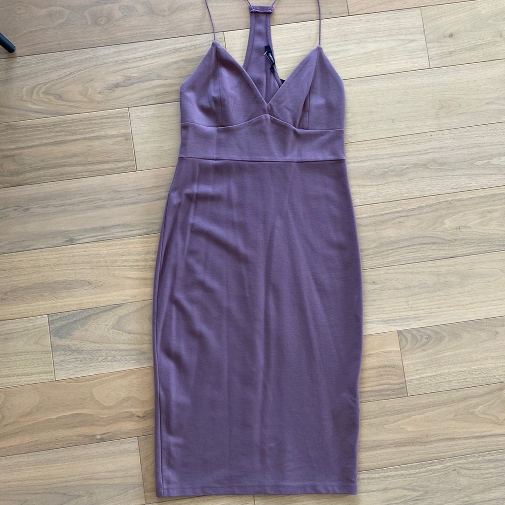 Purple body con midi dress